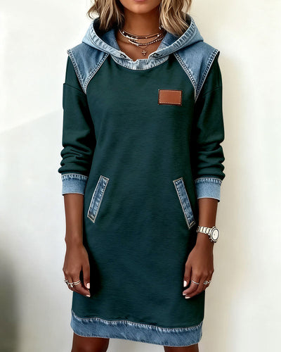 Robe À Capuche Avec Empiècements Contrastés