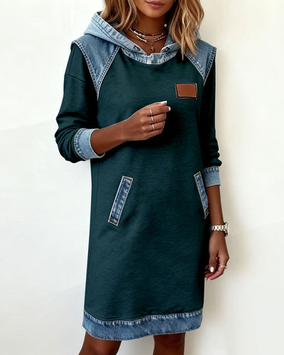 Robe À Capuche Avec Empiècements Contrastés