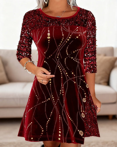 Robe Avec Détails Panneaux En Paillasson Et Velours