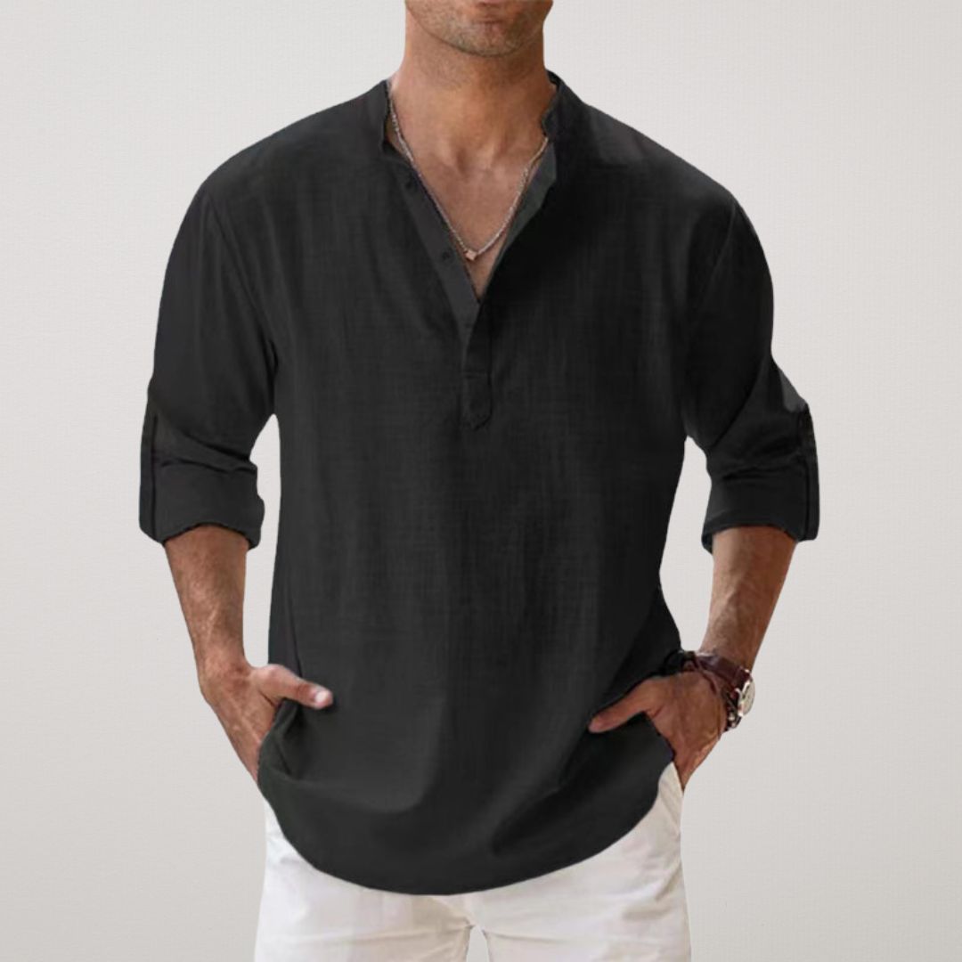 Amévie - Chemise Henley en coton effet lin