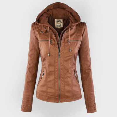 Amévie™ | Veste en cuir à la mode avec capuche