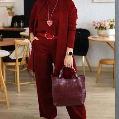 ⏳Offre temporaire⏰Élégant ensemble de 3 pièces composé d'un long gilet, d'un top et d'un pantalon💞