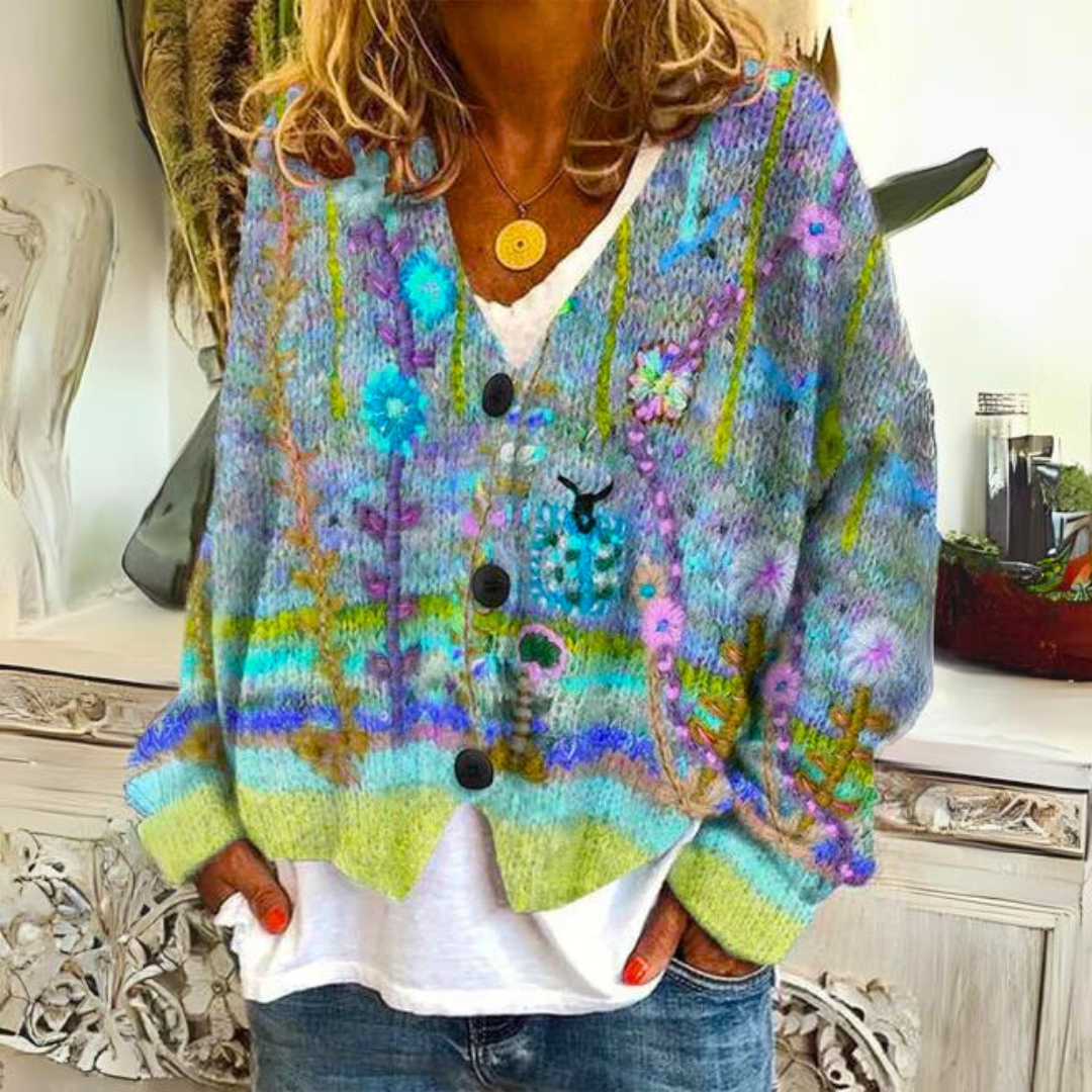 Cloé- Cardigan Boutonné Décontracté Rétro Élégant