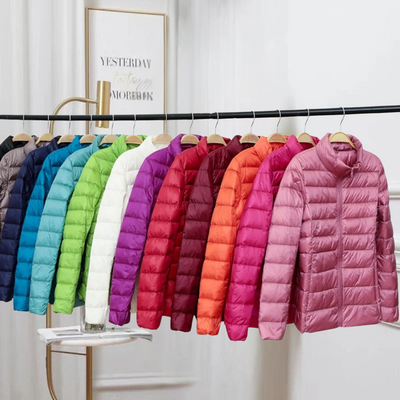 Amévie - Nouvelle Veste Ultra Légère Avec Plumes de Canard Blanches
