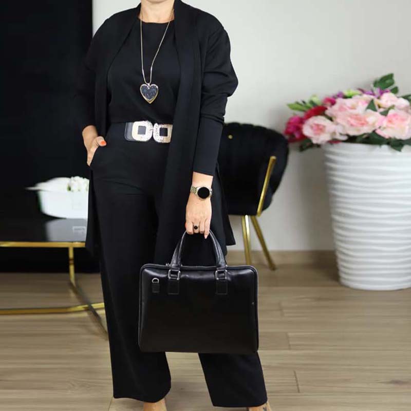 ⏳Offre temporaire⏰Élégant ensemble de 3 pièces composé d'un long gilet, d'un top et d'un pantalon💞
