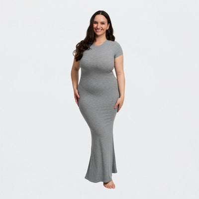 Robe T-shirt Maxi à Côtes - Vente Exclusive