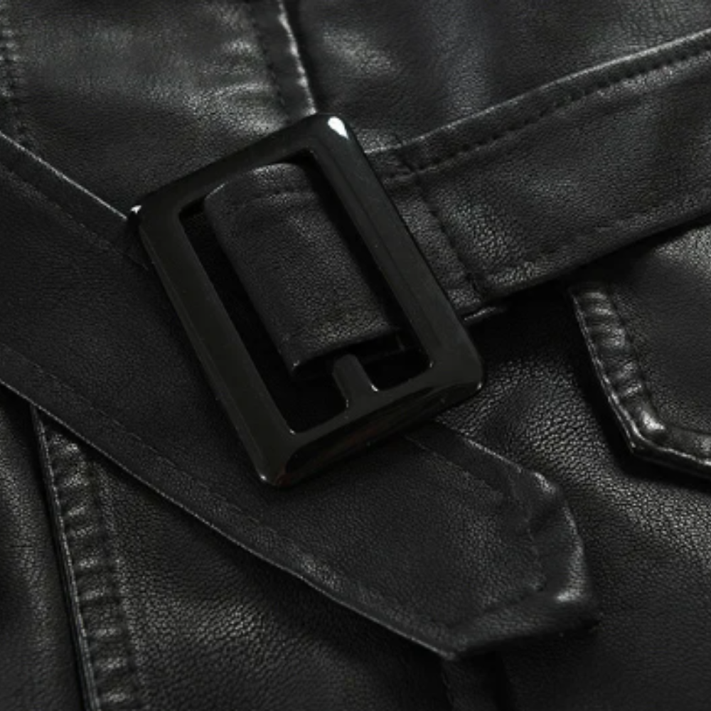 Longue Veste en Cuir Élégante pour Biker