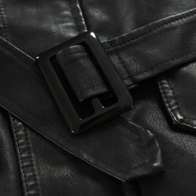 Longue Veste en Cuir Élégante pour Biker
