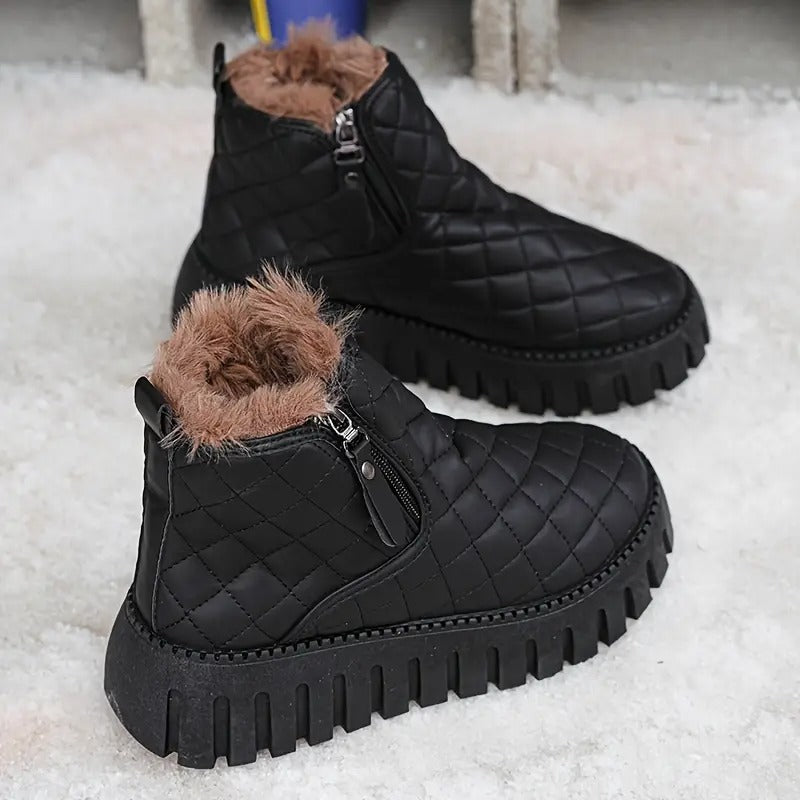 Riviana - Bottes d'hiver en cuir pour femmes avec soutien orthopédique