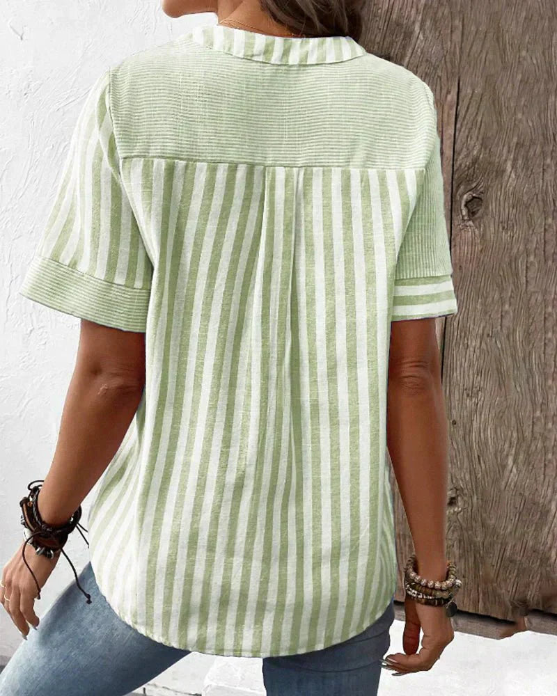 Margaux | Blouse à Rayures Douces