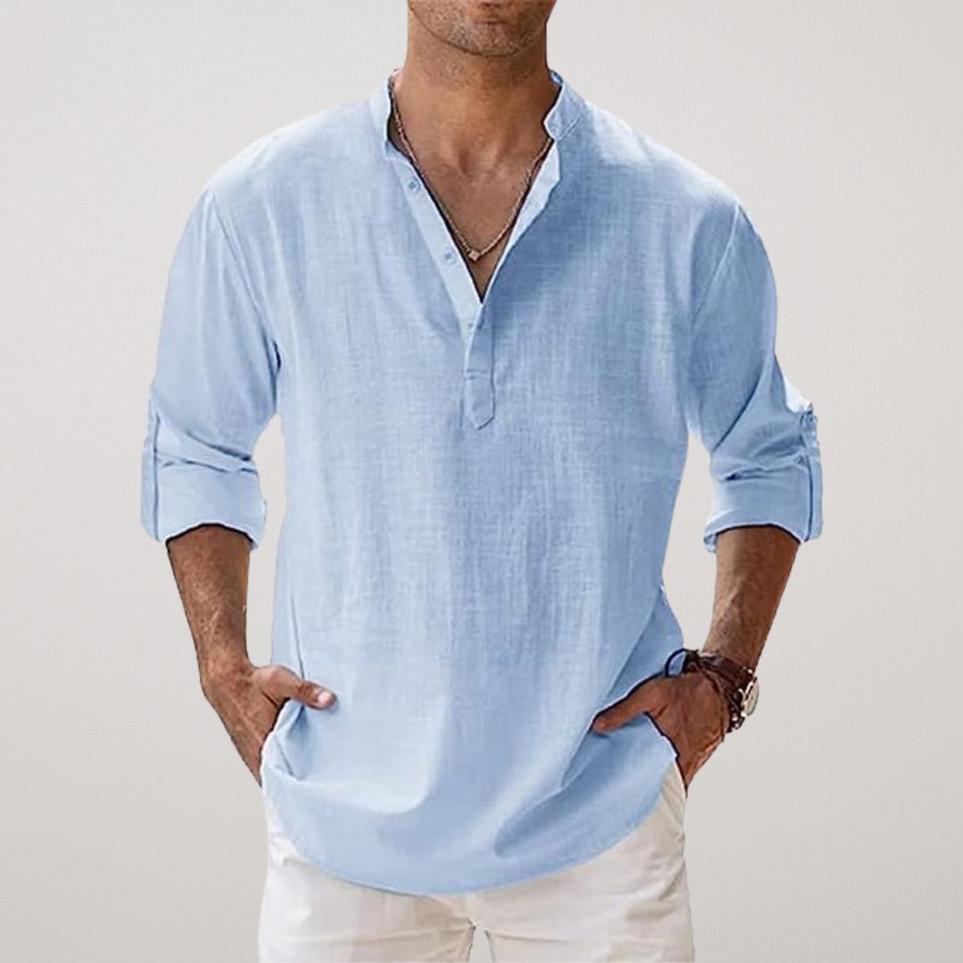 Amévie - Chemise Henley en coton effet lin