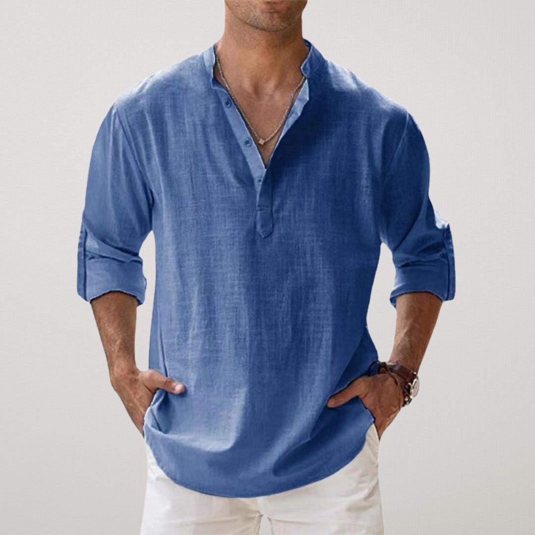 Amévie - Chemise Henley en coton effet lin