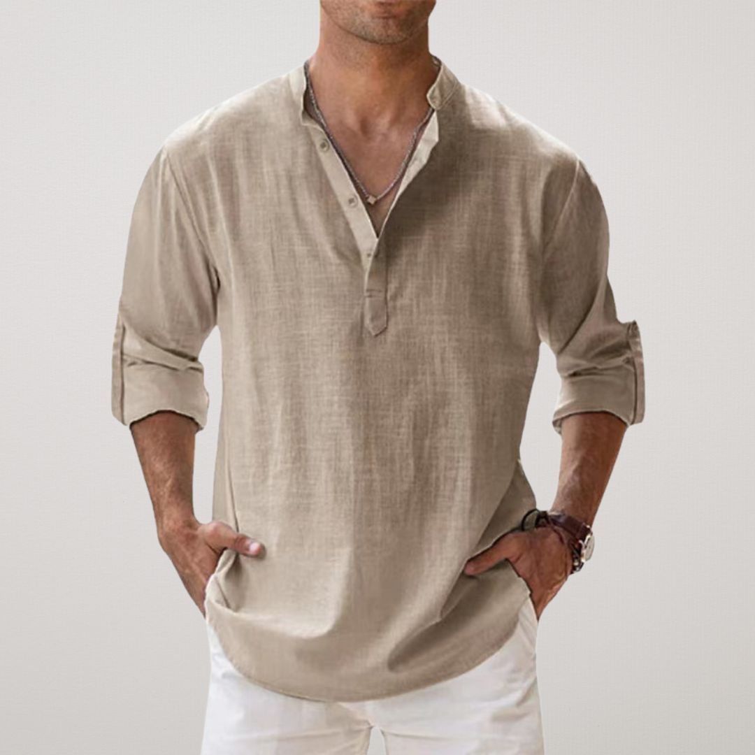 Amévie - Chemise Henley en coton effet lin
