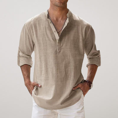 Amévie - Chemise Henley en coton effet lin