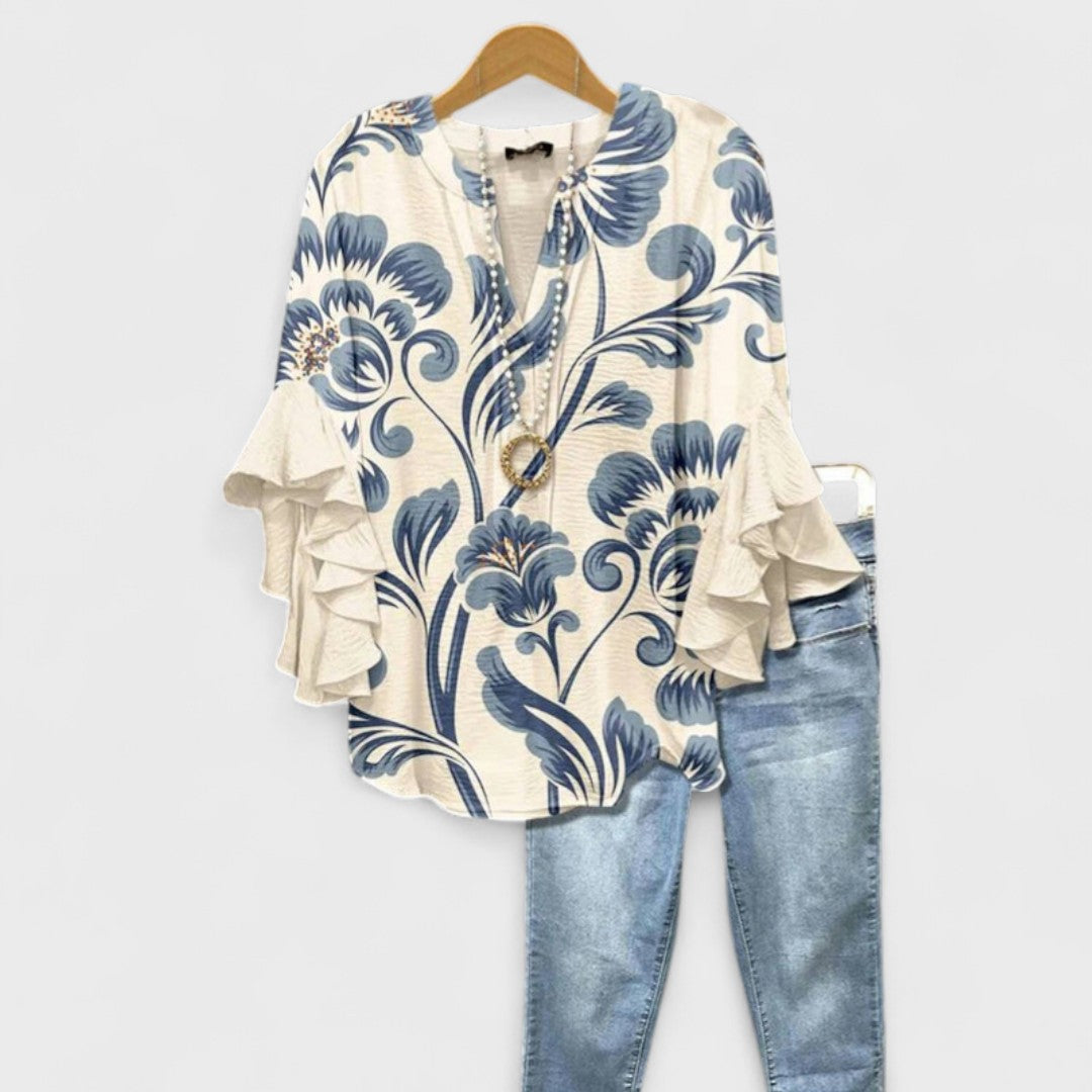 Cloé - Blouse avec Fleurs Élégantes
