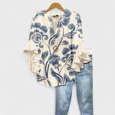 Cloé - Blouse avec Fleurs Élégantes