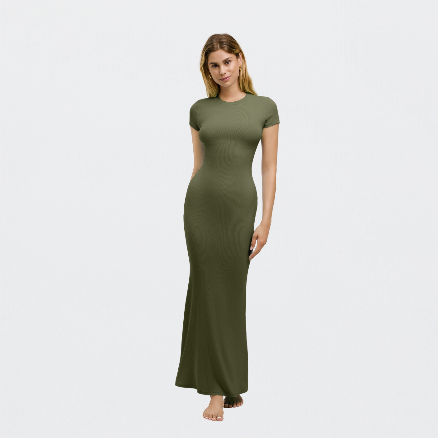 Robe T-shirt Maxi à Côtes - Vente Exclusive