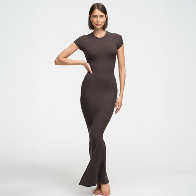 Robe T-shirt Maxi à Côtes - Vente Exclusive