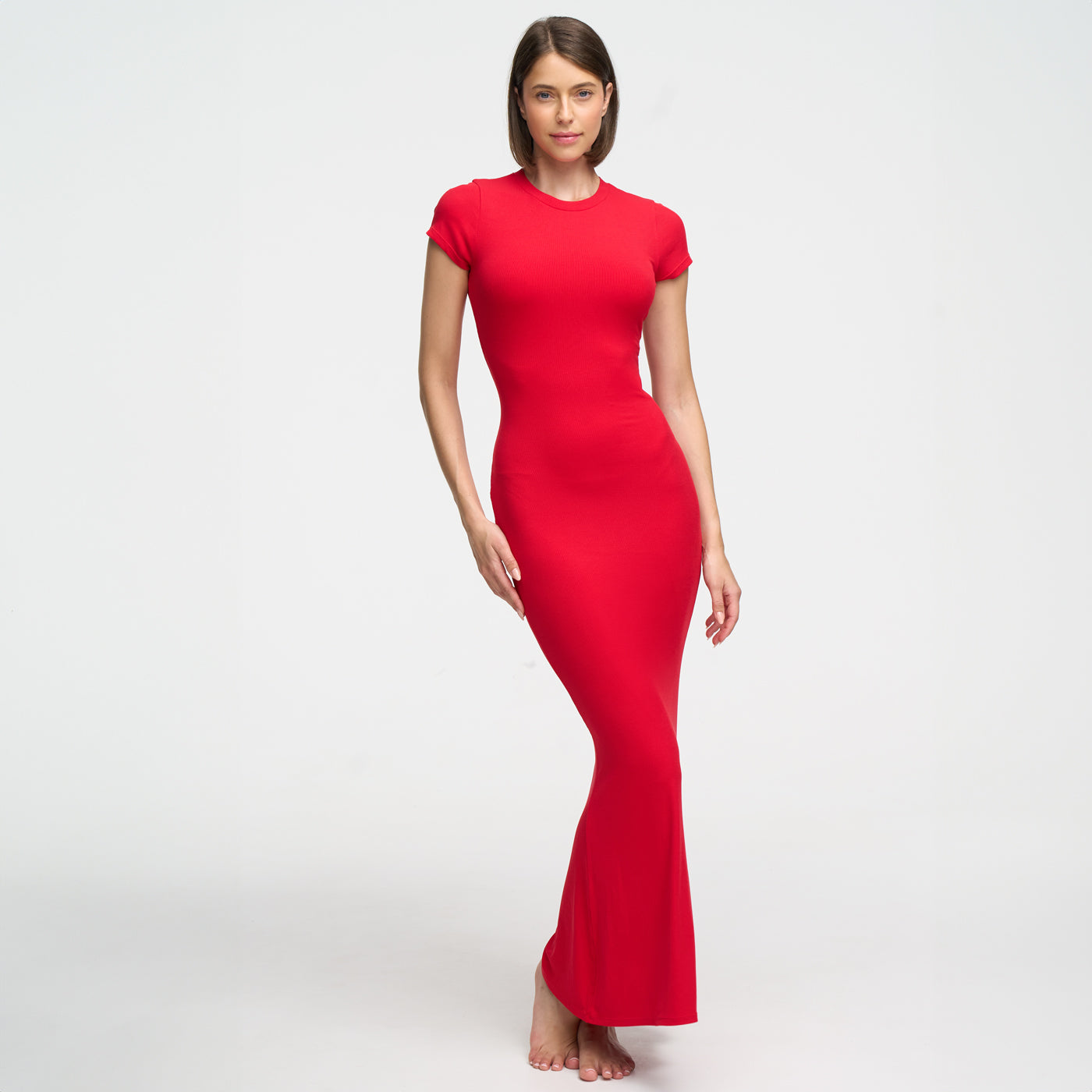 Robe T-shirt Maxi à Côtes - Vente Exclusive