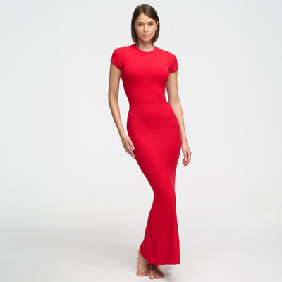 Robe T-shirt Maxi à Côtes - Vente Exclusive