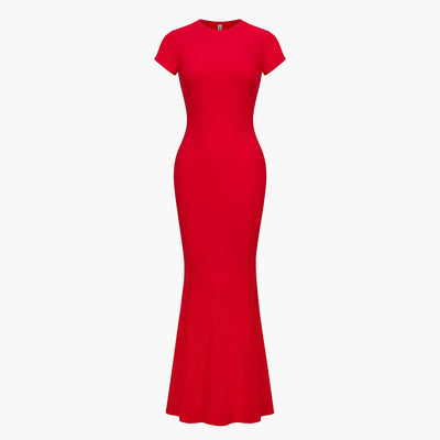 Robe T-shirt Maxi à Côtes - Vente Exclusive