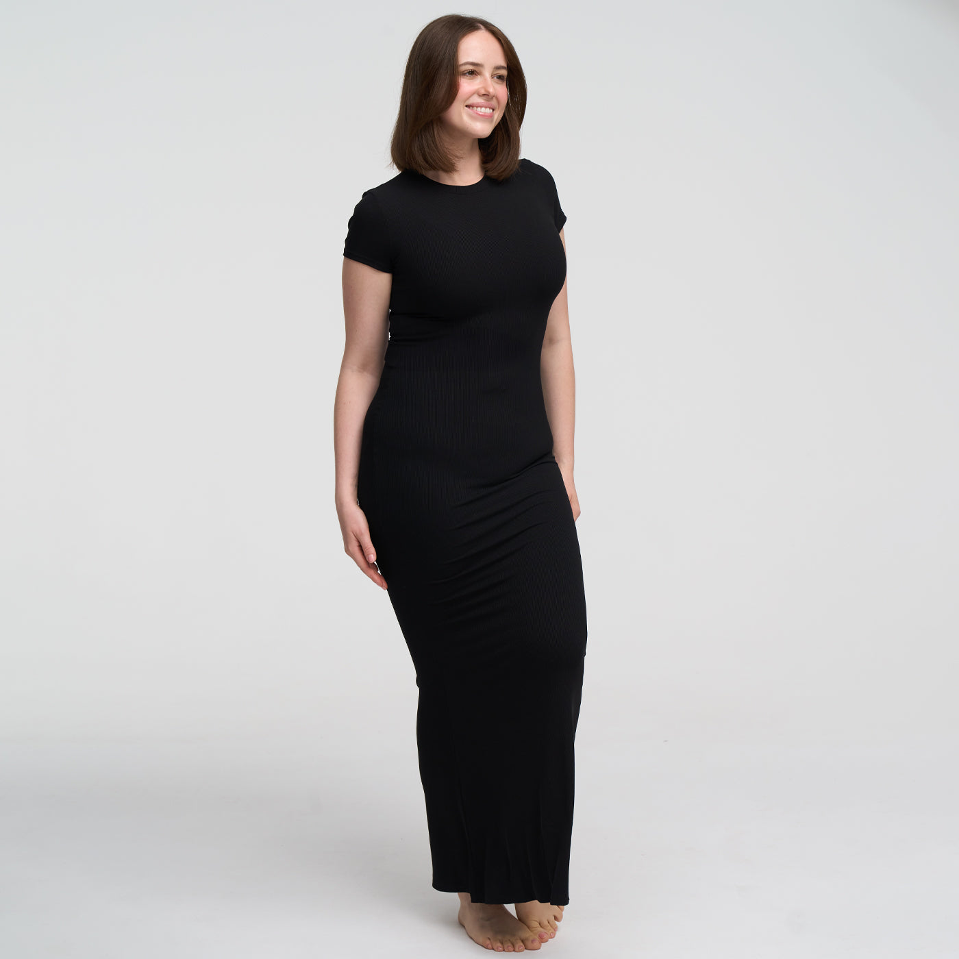 Robe T-shirt Maxi à Côtes - Vente Exclusive