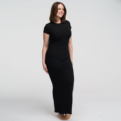 Robe T-shirt Maxi à Côtes - Vente Exclusive