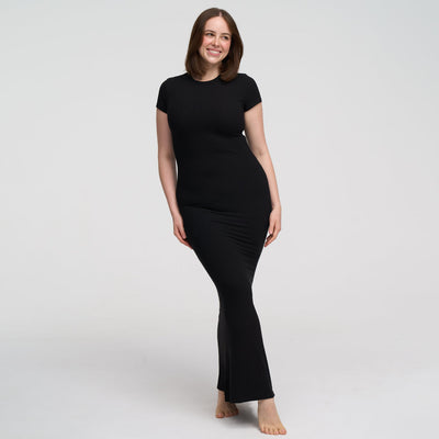 Robe T-shirt Maxi à Côtes - Vente Exclusive