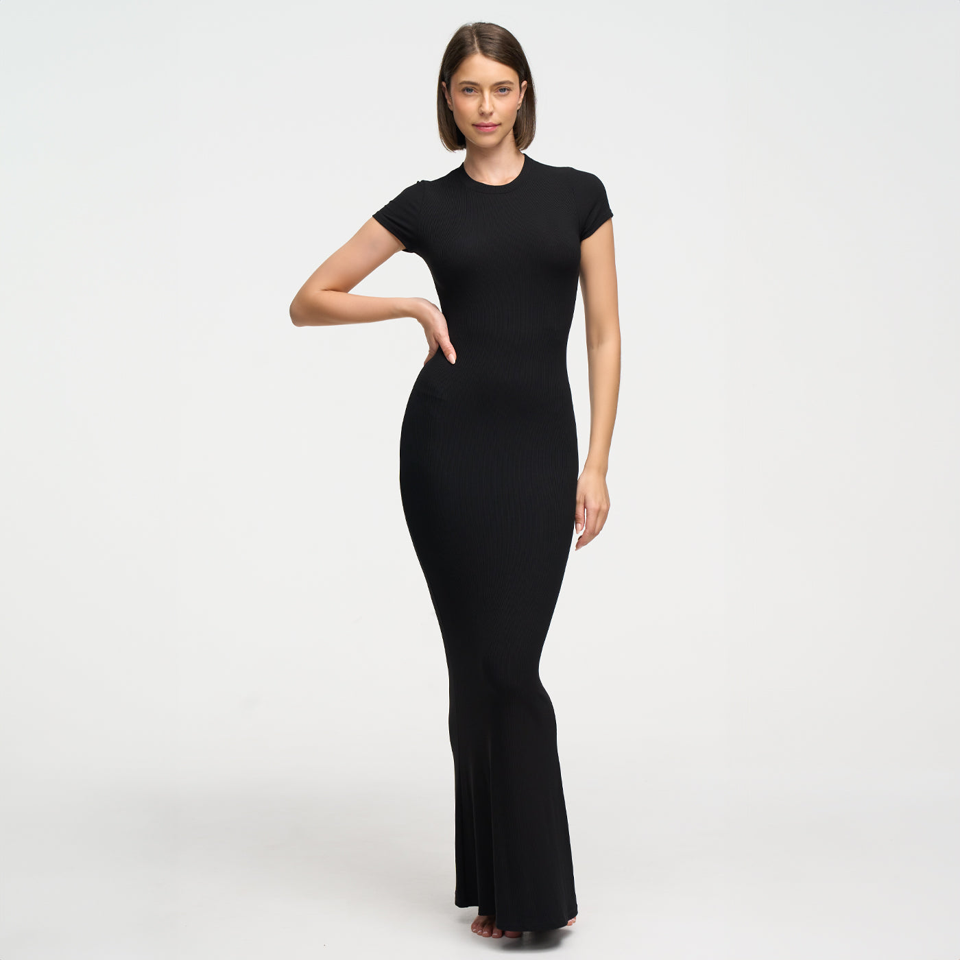 Robe T-shirt Maxi à Côtes - Vente Exclusive