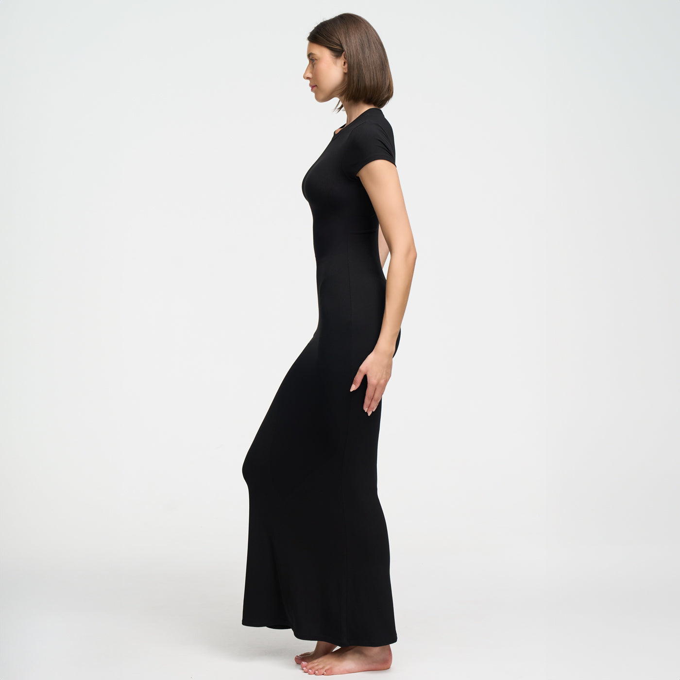 Robe T-shirt Maxi à Côtes - Vente Exclusive