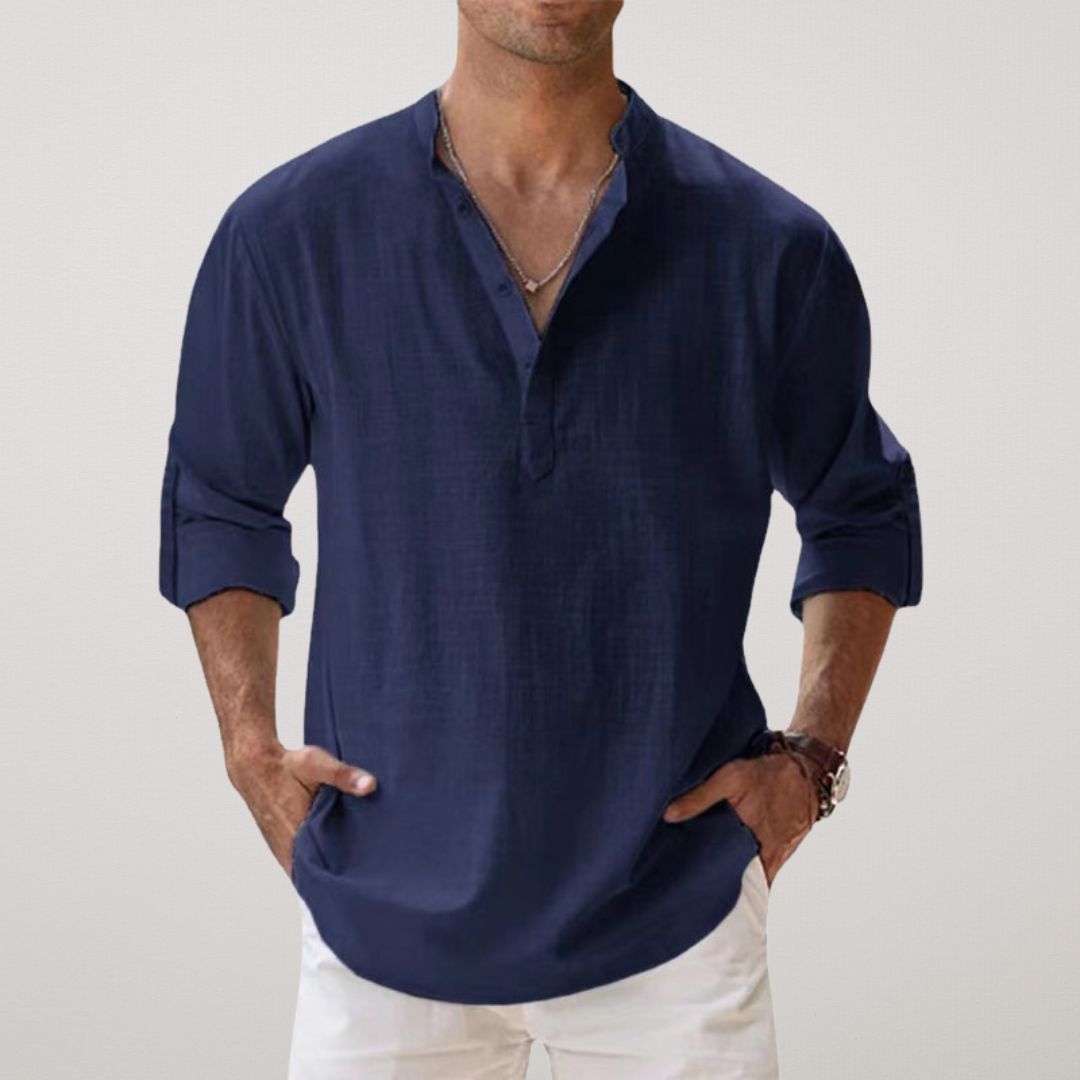 Amévie - Chemise Henley en coton effet lin