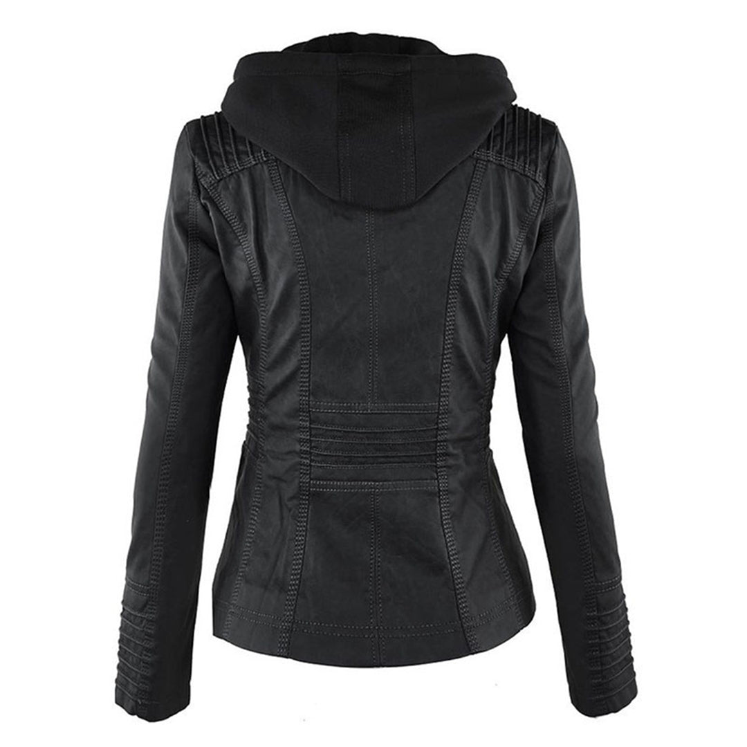 Amévie™ | Veste en cuir à la mode avec capuche