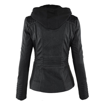 Amévie™ | Veste en cuir à la mode avec capuche