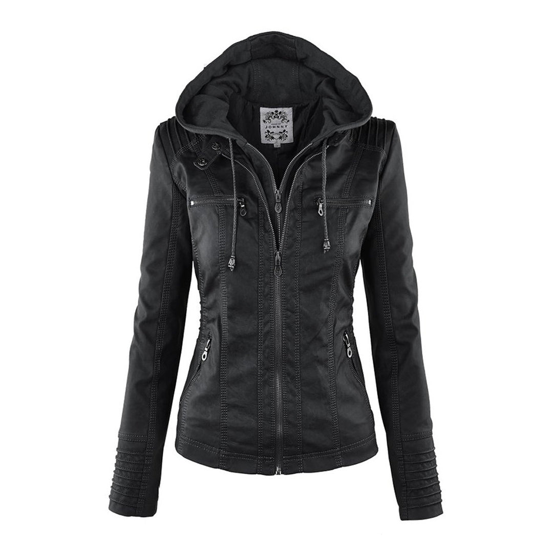 Amévie™ | Veste en cuir à la mode avec capuche