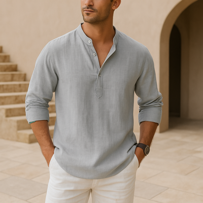 Amévie - Chemise Henley en coton effet lin