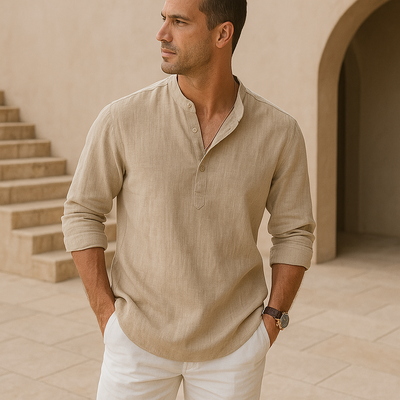 Amévie - Chemise Henley en coton effet lin