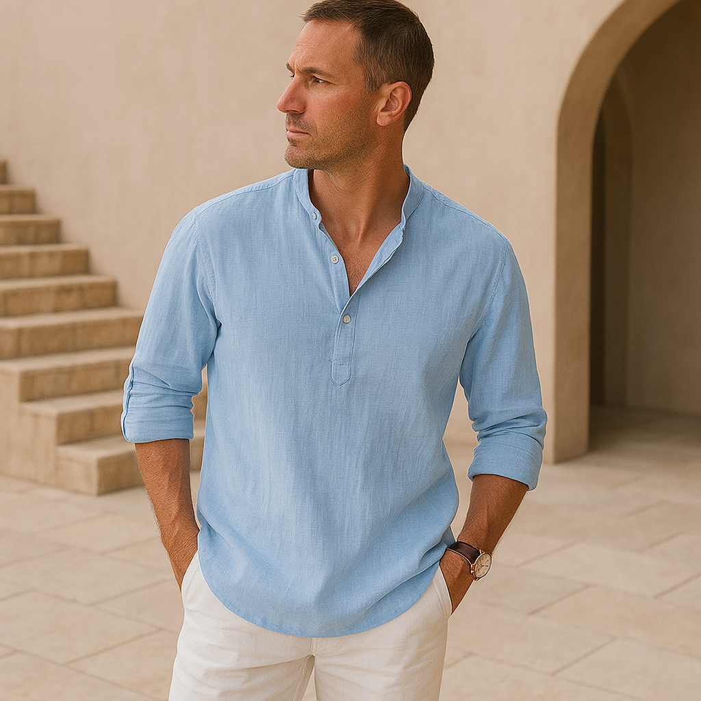 Amévie - Chemise Henley en coton effet lin