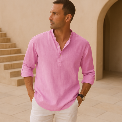 Amévie - Chemise Henley en coton effet lin