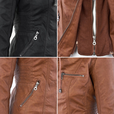 Amévie™ | Veste en cuir à la mode avec capuche