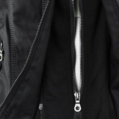 Amévie™ | Veste en cuir à la mode avec capuche