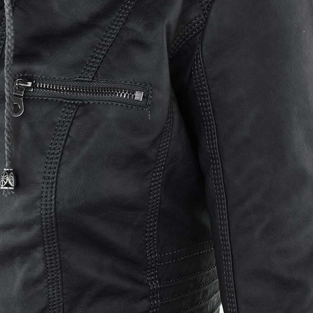 Amévie™ | Veste en cuir à la mode avec capuche
