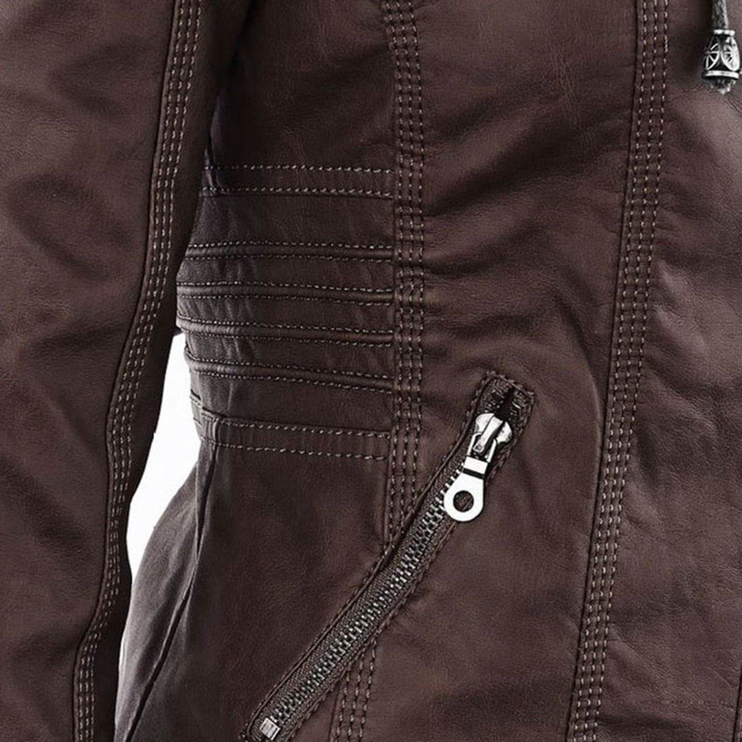Amévie™ | Veste en cuir à la mode avec capuche