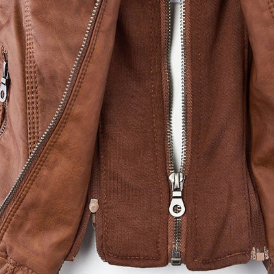 Amévie™ | Veste en cuir à la mode avec capuche