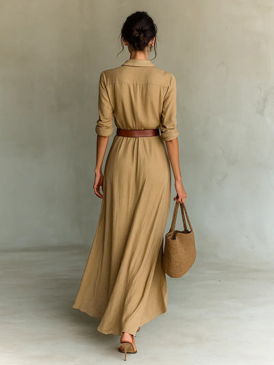 Tailleur – Robe maxi portefeuille à col revers