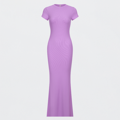 Robe T-shirt Maxi à Côtes - Vente Exclusive