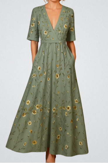 Elisa - Élégante robe portefeuille à motifs floraux