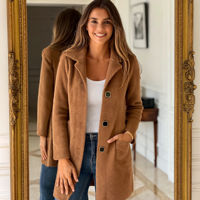 Manteau décontracté à un seul rang avec revers