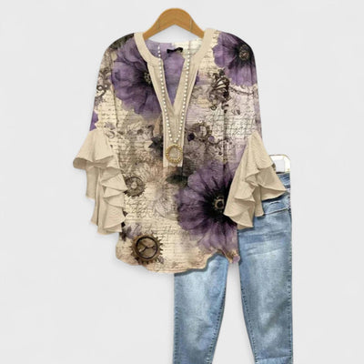 Cloé - Blouse avec Fleurs Élégantes