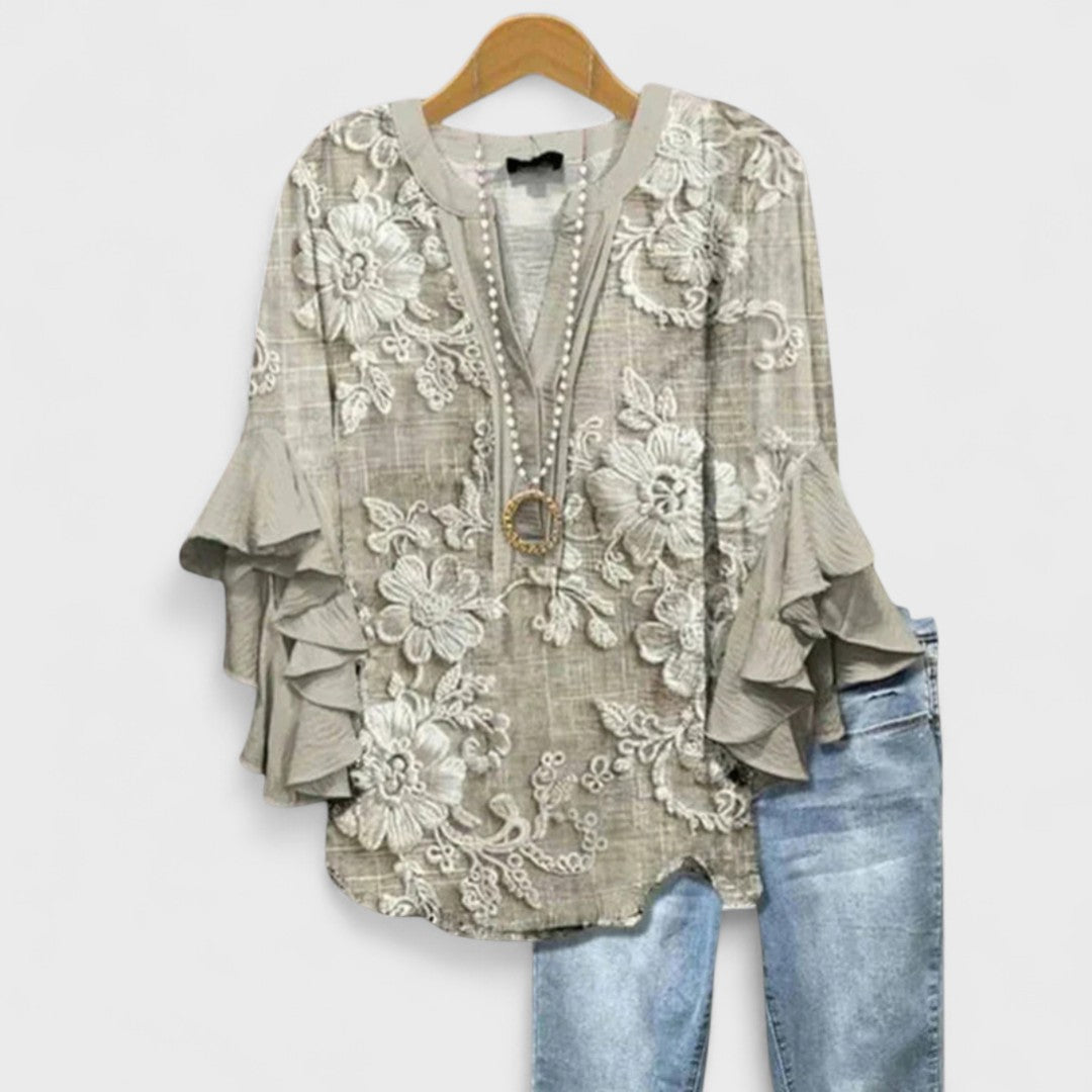 Cloé - Blouse avec Fleurs Élégantes