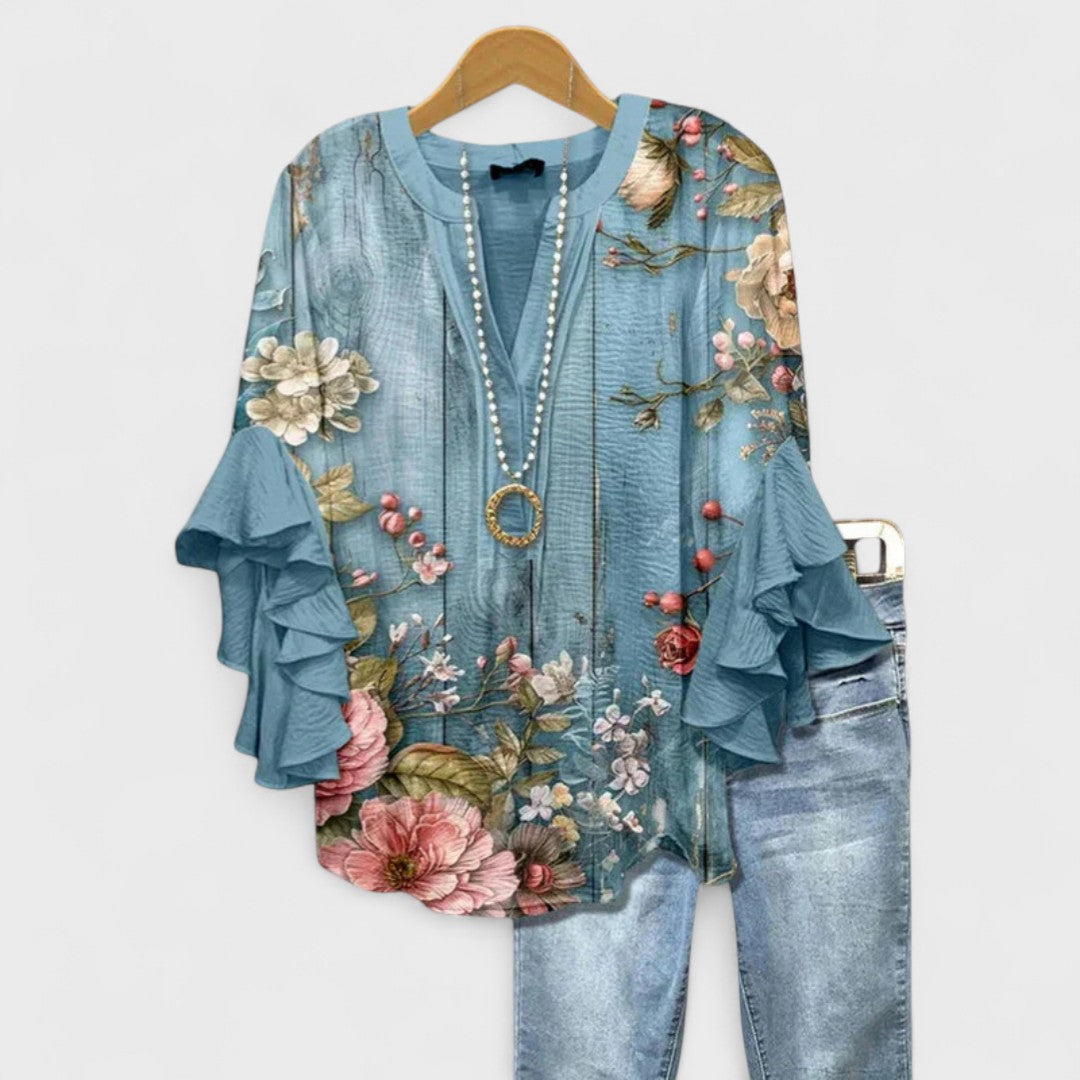 Cloé - Blouse avec Fleurs Élégantes